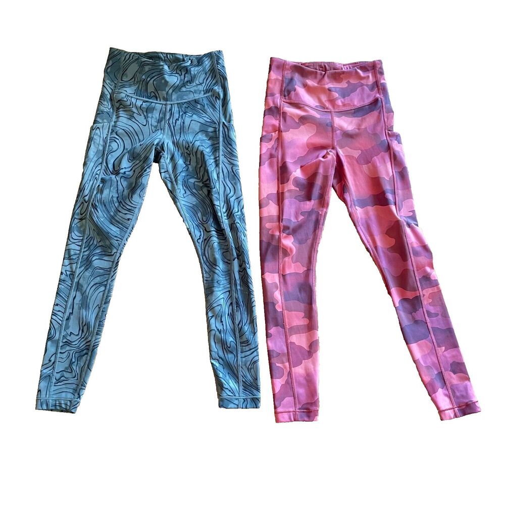 ATHLETA  Lot of 2 Ultimate Stash Pockets Mantra Print Leggings Womens Size XXS